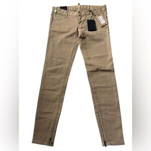 DSQUARED2 Clement Skinny Jeans Tan Beige Low Rise Italy IT 42/US 10 NWT